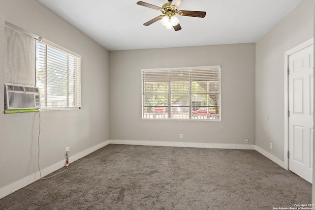 323 Roseborough, San Antonio, TX 78210 - carpeted empty room with a ceiling fan, baseboards, and cooling unit