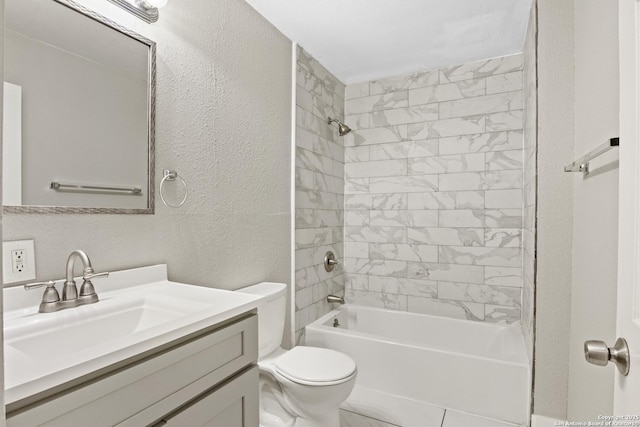 323 Roseborough, San Antonio, TX 78210 - full bathroom featuring vanity, toilet,  shower combination, and a textured wall