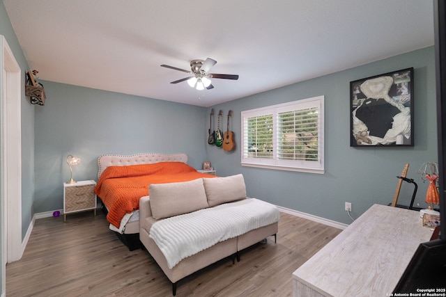 9711 Doefield, San Antonio, TX 78250 - bedroom featuring wood finished floors, baseboards, and ceiling fan