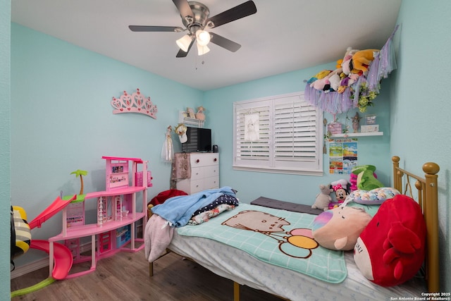 9711 Doefield, San Antonio, TX 78250 - bedroom with wood finished floors and a ceiling fan