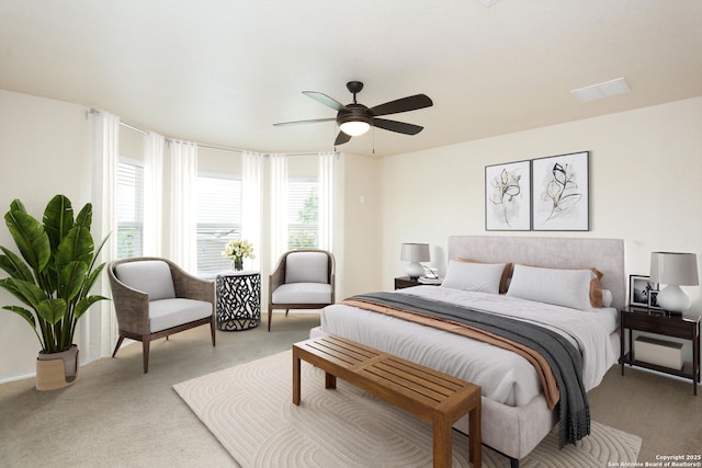 1415 Crane Ct, San Antonio, TX 78245 - bedroom featuring light colored carpet, multiple windows, and a ceiling fan