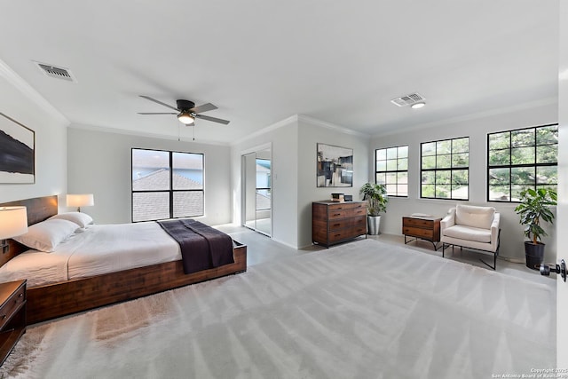 16415 Old Stable, San Antonio, TX 78247 - carpeted bedroom featuring crown molding, baseboards, and ceiling fan