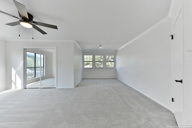 16415 Old Stable, San Antonio, TX 78247 - unfurnished room featuring healthy amount of natural light, light carpet, baseboards, ornamental molding, and ceiling fan
