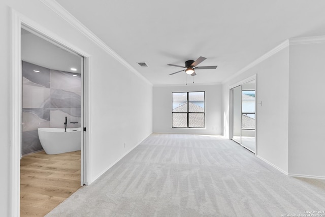 16415 Old Stable, San Antonio, TX 78247 - unfurnished room with crown molding, a ceiling fan, carpet flooring, and baseboards