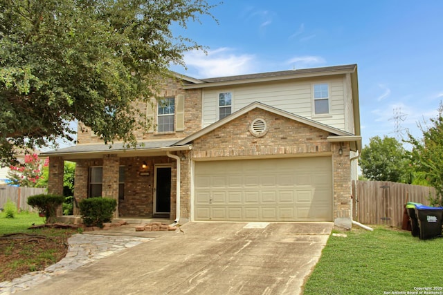 7527 Escada Crst, San Antonio, TX 78254 - view of front of home with concrete driveway, brick siding, and an attached garage