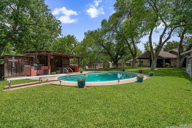 11 El Norte Cir, Uvalde, TX 78801 - view of pool featuring a diving board and a gazebo