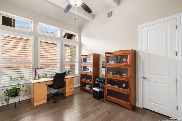 140 Cinnamon Crk, Boerne, TX 78006 - office area with a ceiling fan, plenty of natural light, and wood finished floors