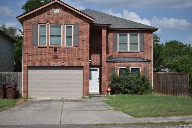 8328 Morning Grv, Converse, TX 78109 - view of front of house featuring driveway, a garage, roof with shingles, and brick siding