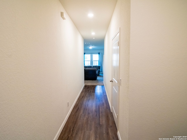 13514 Flower Pond, Saint Hedwig, TX 78152 - corridor featuring dark wood-style floors, baseboards, and recessed lighting