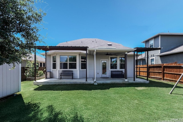 2331 Greystone Lndg, San Antonio, TX 78259 - back of property with ceiling fan and a patio area