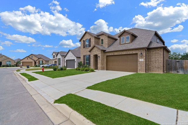 1524 Leeds Park, Bulverde, TX 78163 - view of front facade featuring brick siding, a garage, a shingled roof, and concrete driveway