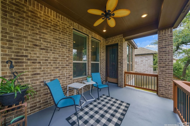 1524 Leeds Park, Bulverde, TX 78163 - view of patio / terrace with a ceiling fan