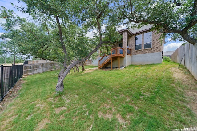 1524 Leeds Park, Bulverde, TX 78163 - view of yard with stairs and a wooden deck