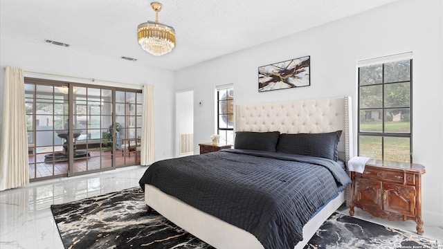 1818 Moreshead, San Antonio, TX 78231 - bedroom with marble tiled floors and a chandelier