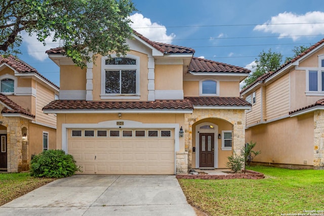 1342 Pinnacle, San Antonio, TX 78260 - view of front of home with a garage, stucco siding, concrete driveway, and a front yard