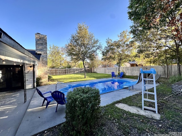 6422 Balky St, San Antonio, TX 78240 - view of pool featuring a patio and a water slide