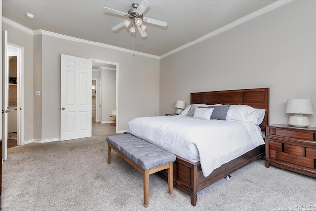 21910 Barton Woods, San Antonio, TX 78259 - carpeted bedroom with crown molding, baseboards, and ceiling fan
