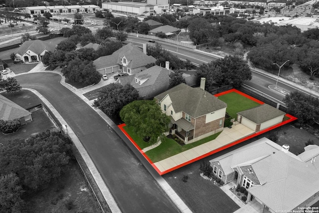 21910 Barton Woods, San Antonio, TX 78259 - aerial view of residential area featuring property boundaries highlighted