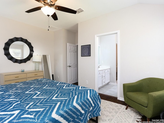 10831 Colt Chase, San Antonio, TX 78254 - bedroom with wood finished floors, ensuite bathroom, and ceiling fan