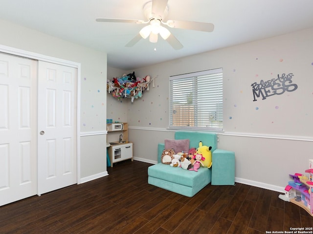 10831 Colt Chase, San Antonio, TX 78254 - playroom featuring wood finished floors, ceiling fan, and baseboards