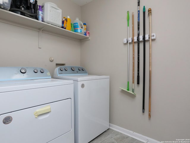 10831 Colt Chase, San Antonio, TX 78254 - laundry room with independent washer and dryer and baseboards