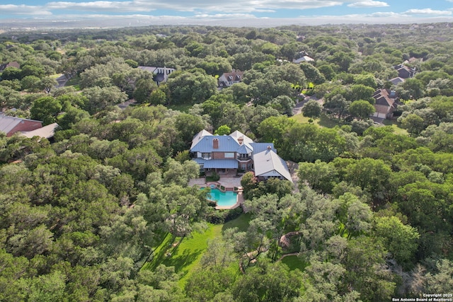 21641 Forest Waters, Garden Ridge, TX 78266 - bird's eye view of a forest and a pool area