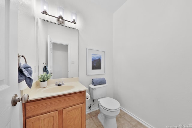 11502 Windwalk, San Antonio, TX 78253 - bathroom with toilet, vanity, baseboards, and tile patterned flooring