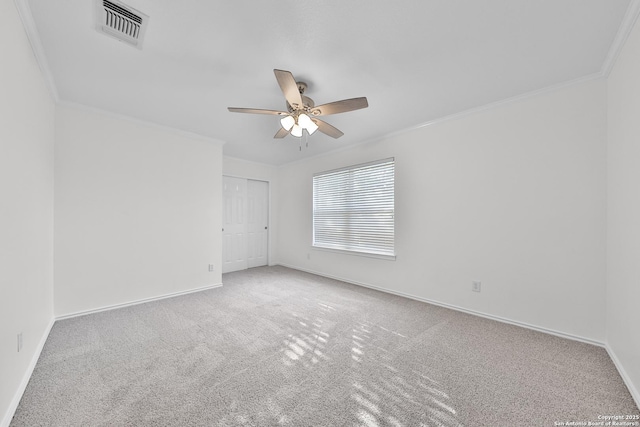 11502 Windwalk, San Antonio, TX 78253 - carpeted spare room with ornamental molding, a ceiling fan, and baseboards