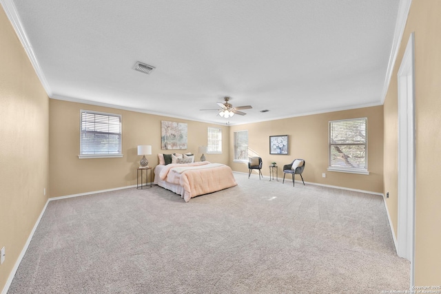 11502 Windwalk, San Antonio, TX 78253 - bedroom featuring ornamental molding, carpet, baseboards, and ceiling fan
