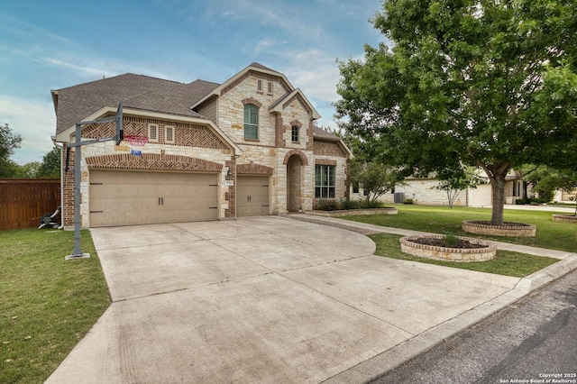 9718 Rosemire Way, San Antonio, TX 78254 - french country style house with stone siding, driveway, a shingled roof, and an attached garage