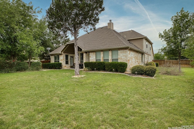 9718 Rosemire Way, San Antonio, TX 78254 - view of front of property featuring stone siding, a chimney, and a shingled roof