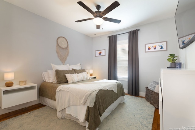 203 Rehmann, San Antonio, TX 78204 - bedroom featuring light wood finished floors, baseboards, and ceiling fan