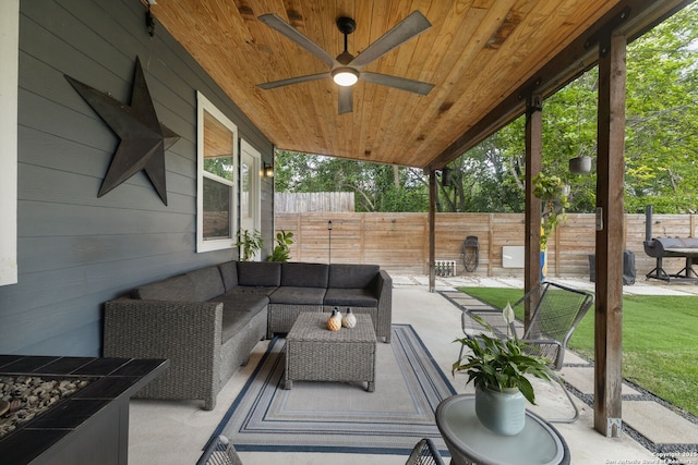 203 Rehmann, San Antonio, TX 78204 - view of patio / terrace with an outdoor hangout area and a ceiling fan