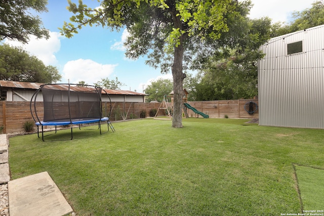 203 Rehmann, San Antonio, TX 78204 - view of yard with a trampoline and a playground