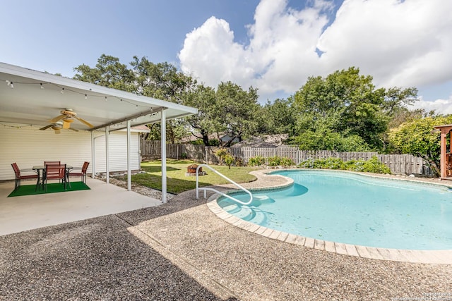 16519 Burr Hill, San Antonio, TX 78247 - view of swimming pool with ceiling fan and a patio area