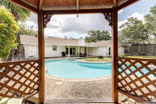16519 Burr Hill, San Antonio, TX 78247 - view of pool featuring a gazebo, a patio, and an outbuilding