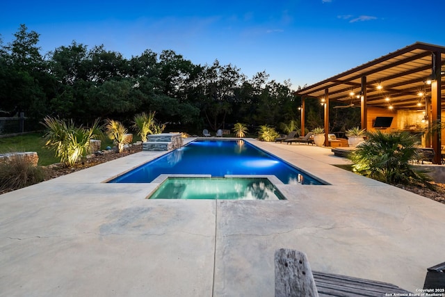 195 Desert Flower, Spring Branch, TX 78070 - view of swimming pool featuring a patio area and a pool with connected hot tub