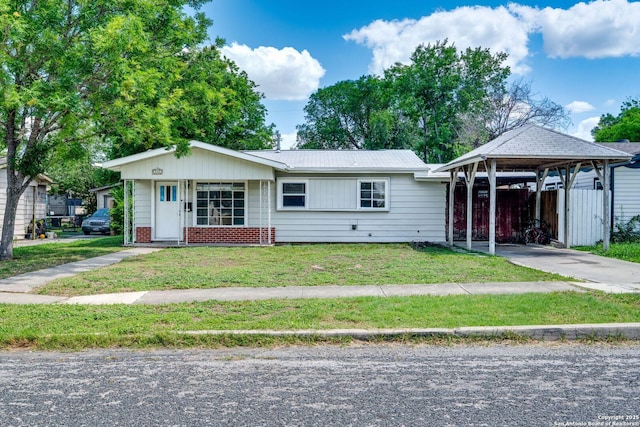 222 Laurelwood, San Antonio, TX 78213 - ranch-style home with driveway, metal roof, brick siding, and a carport