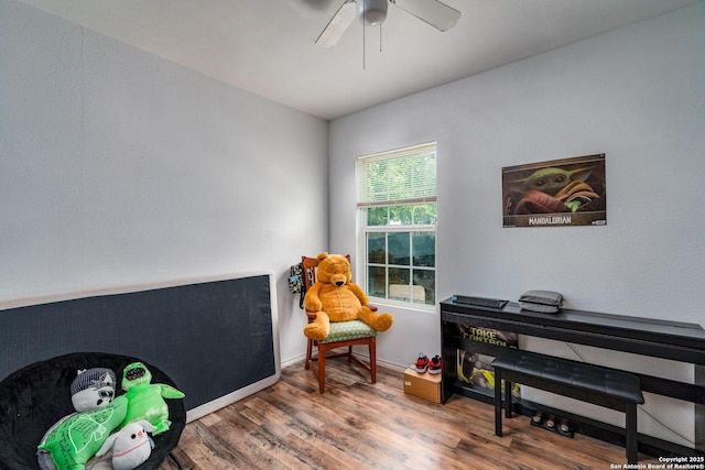 222 Laurelwood, San Antonio, TX 78213 - sitting room featuring wood finished floors, a ceiling fan, and baseboards