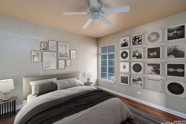 222 Laurelwood, San Antonio, TX 78213 - bedroom featuring wood finished floors, baseboards, and ceiling fan