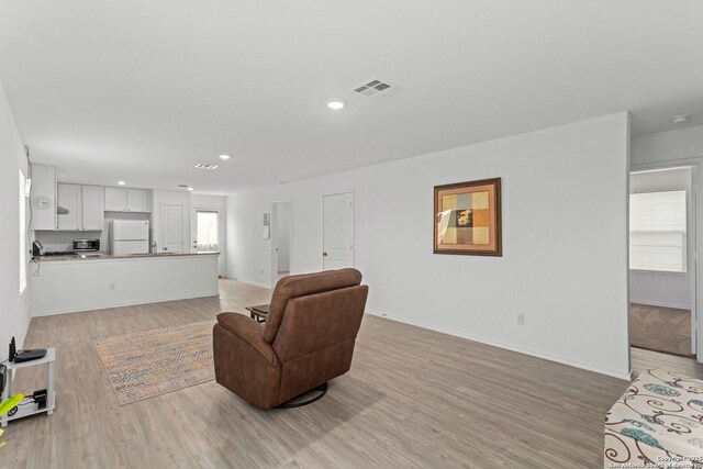 5455 Daphne Path, San Antonio, TX 78253 - living area with light wood-style flooring, baseboards, and recessed lighting