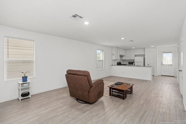 5455 Daphne Path, San Antonio, TX 78253 - living room featuring healthy amount of natural light, light wood finished floors, recessed lighting, and baseboards