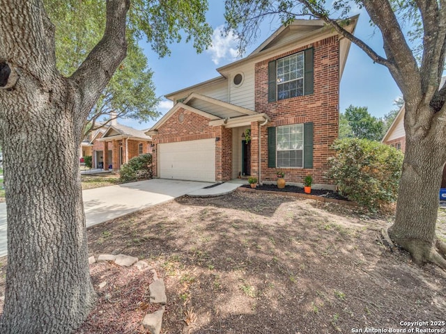 520 Foxford Run Dr, Schertz, TX 78108 - traditional home featuring brick siding, a garage, and concrete driveway