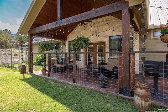 122 Twisting Oaks Ct, Pipe Creek, TX 78063 - view of patio with french doors