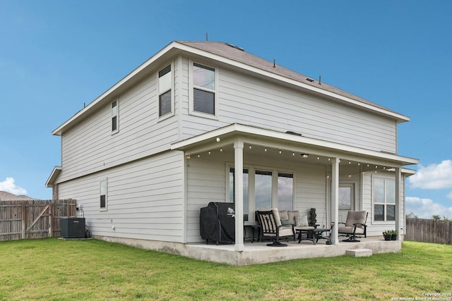 402 Devnet, Cibolo, TX 78108 - back of property featuring a patio area, outdoor lounge area, and central AC unit