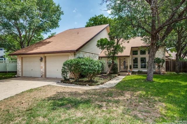 16930 Hidden Timber Wood, San Antonio, TX 78248 - view of front of property with stone siding and concrete driveway