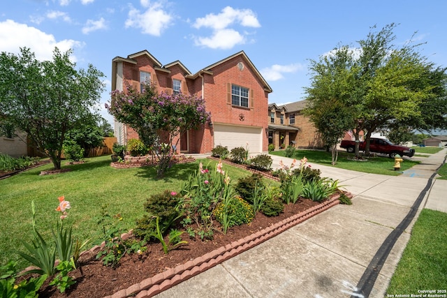 7731 Cedar Farm, San Antonio, TX 78239 - traditional home with brick siding, a garage, concrete driveway, and a front yard