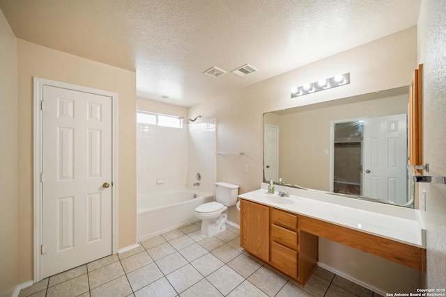 7731 Cedar Farm, San Antonio, TX 78239 - full bathroom featuring toilet, vanity, tile patterned floors, shower / bath combination, and a textured ceiling