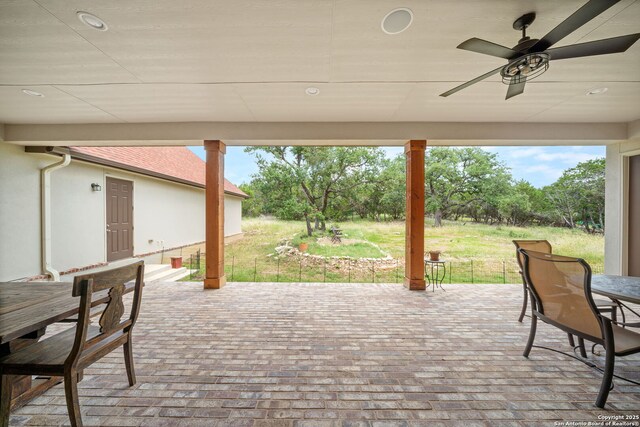 117 Sabella, Spring Branch, TX 78070 - view of patio featuring a ceiling fan and outdoor dining space