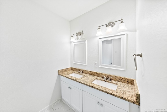 435 Sharon, San Antonio, TX 78216 - bathroom featuring double vanity, baseboards, and tile patterned flooring
